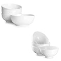 7" & 4.5" White Ceramic Bowls Set of 4 M350