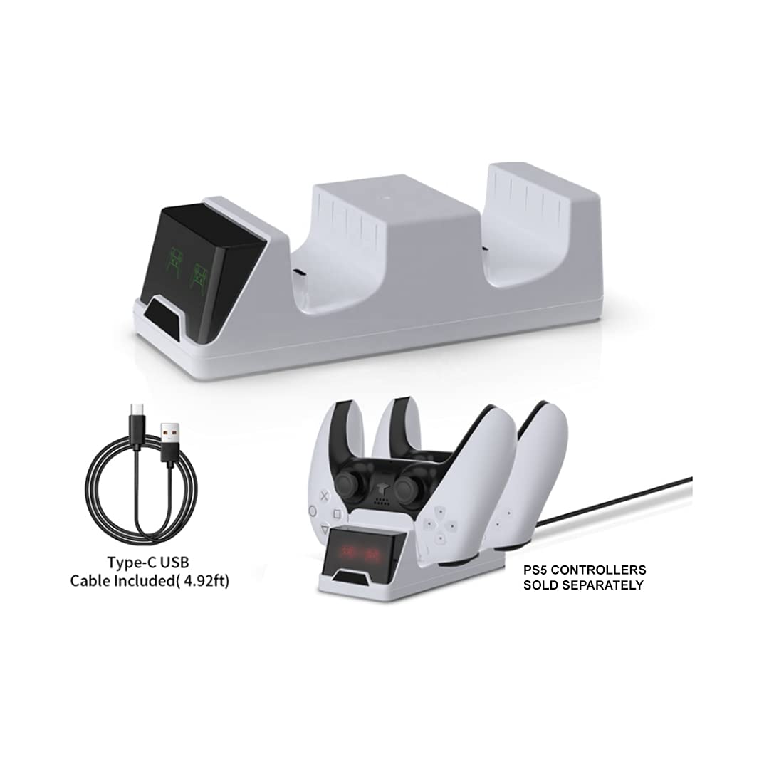 White PlayStation 5 Slim Disc 2TB SSD Console Bundle with Dual-Controller Charger L8661