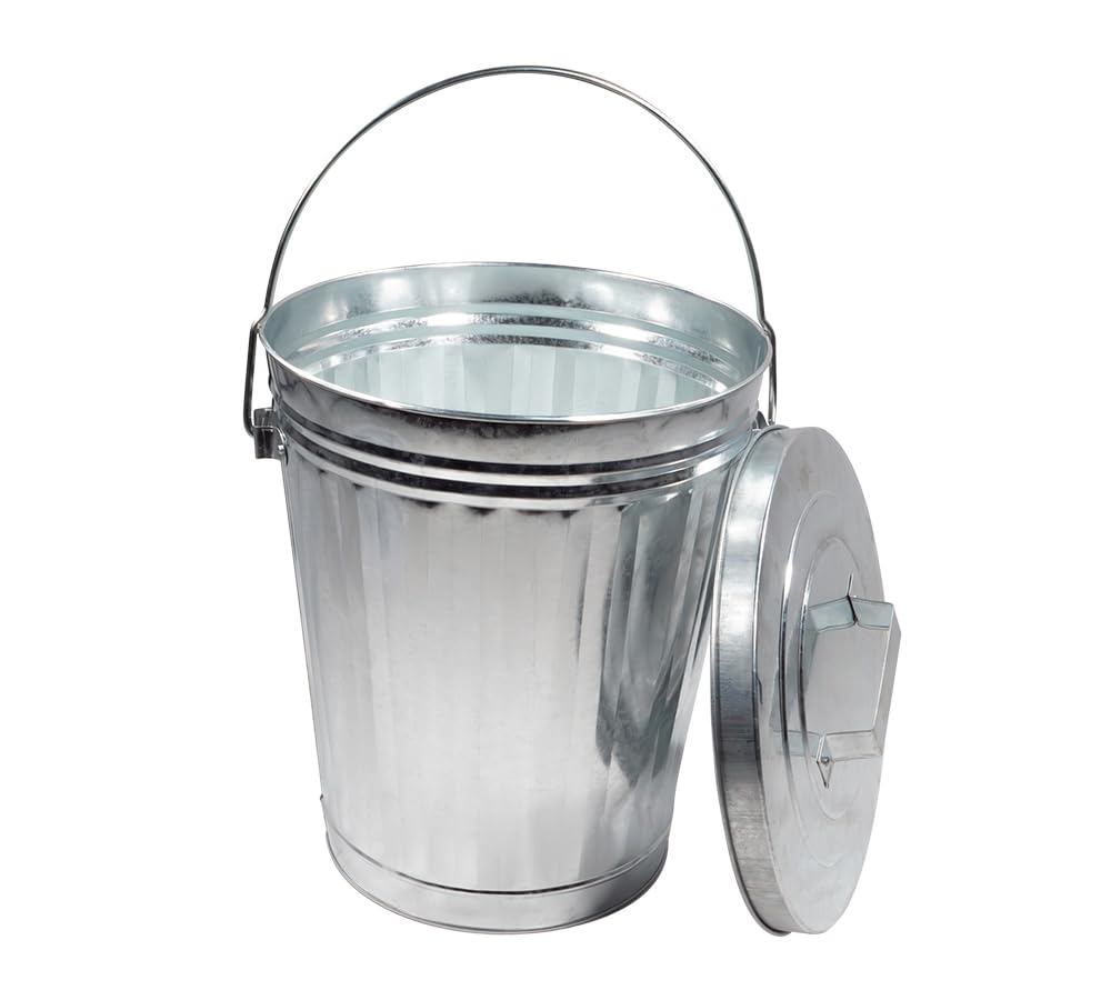 4 Gallon Galvanized Steel Trash Can with Lid J6633