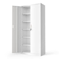 White Metal Storage Cabinet with 2 Doors and 5 Adjustable Shelves S9241