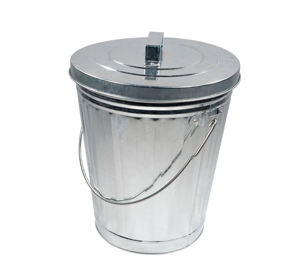 4 Gallon Galvanized Steel Trash Can with Lid J6633