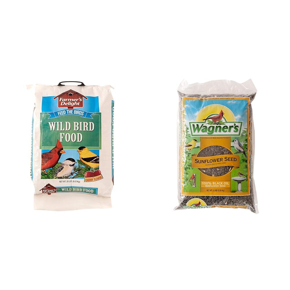 Wild Bird Food with Cherry Flavor 20-Pound Bag and Black Oil Sunflower Seed 5-Pound J97743