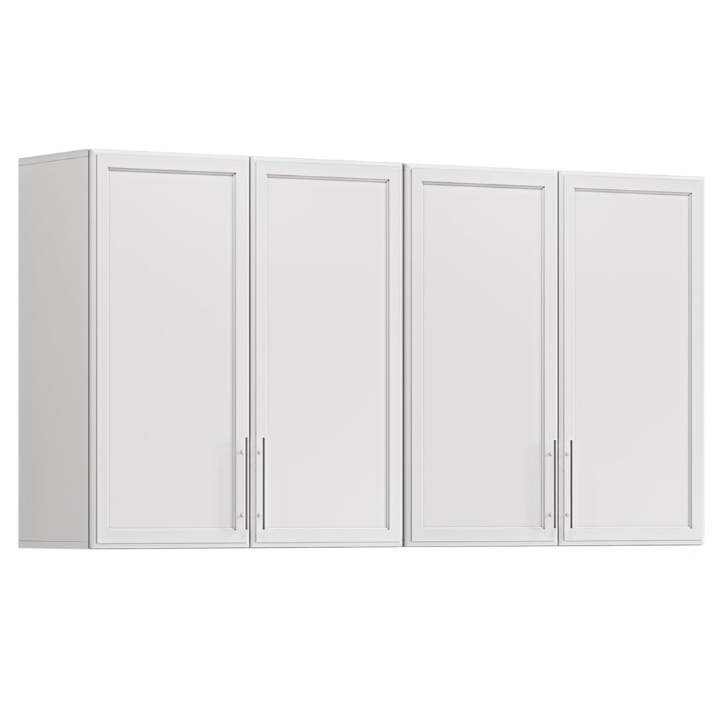 60" W White Laundry Room Wall Cabinets with Adjustable Shelf O289189