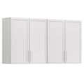 60" W White Laundry Room Wall Cabinets with Adjustable Shelf O289189