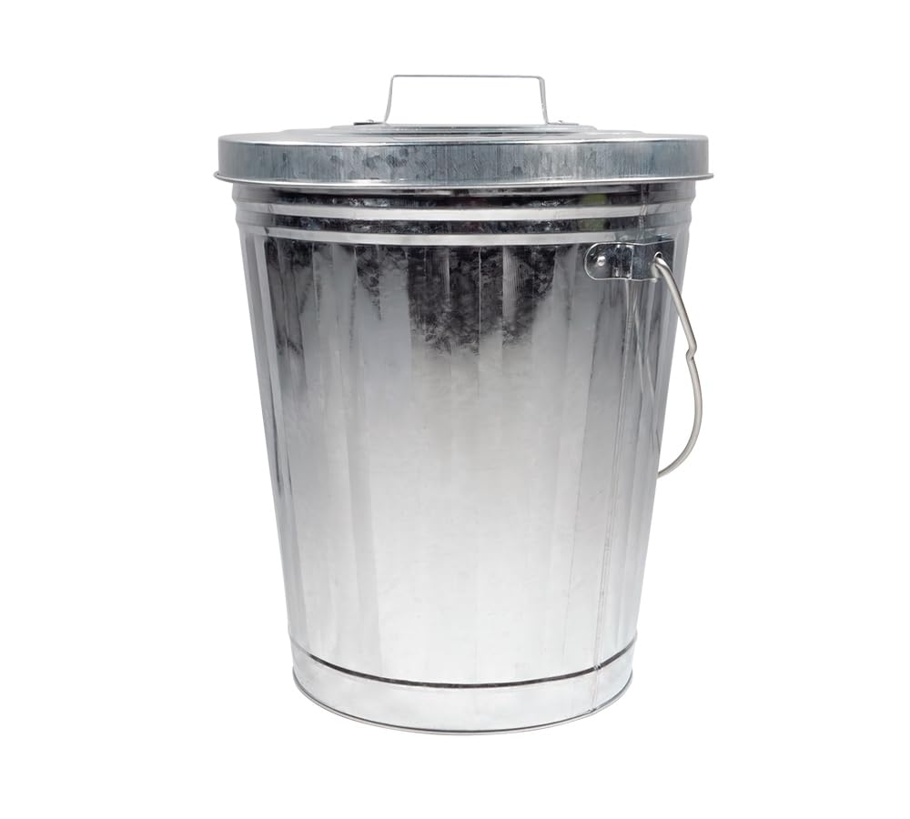4 Gallon Galvanized Steel Trash Can with Lid J6633