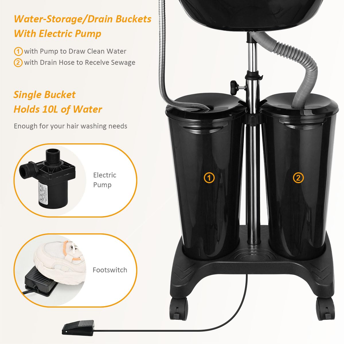 Portable Shampoo Bowl with Electric Pump N7357