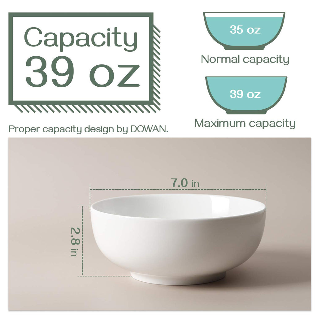 7" & 4.5" White Ceramic Bowls Set of 4 M350
