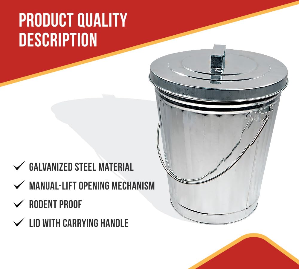 4 Gallon Galvanized Steel Trash Can with Lid J6633