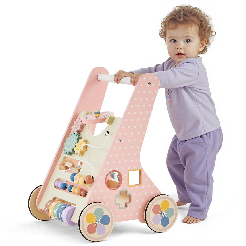 Pink Wooden Baby Walker S6577