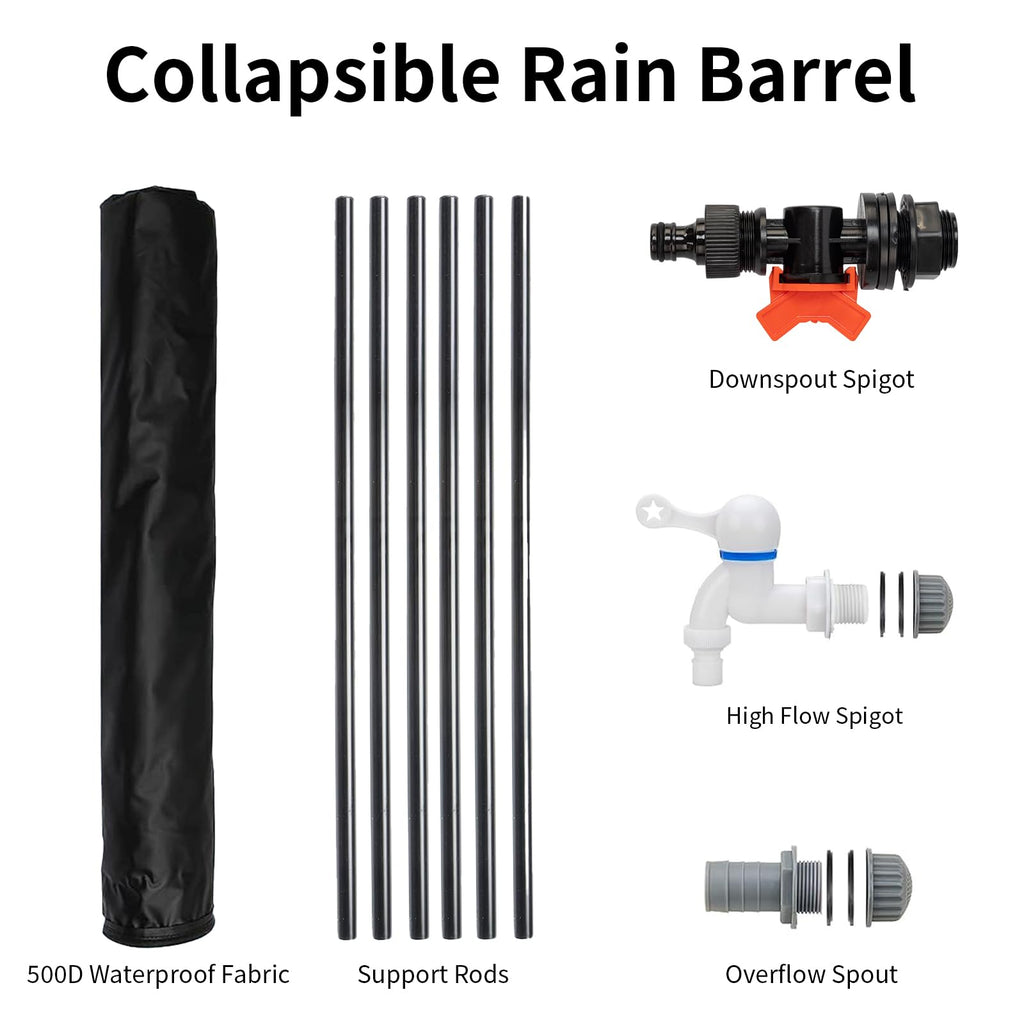 50 Gallon Folding Rain Barrel with Water Filter R440