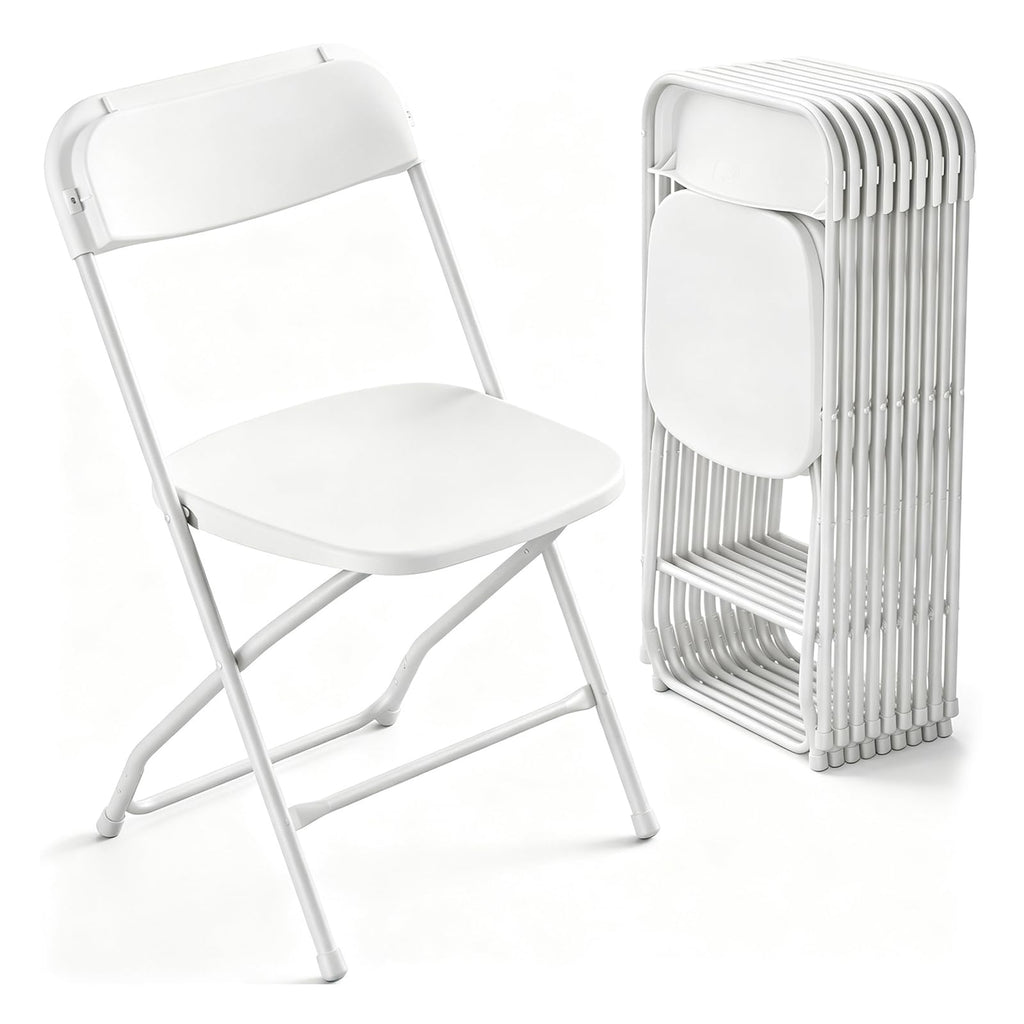 10 Pack White Heavy Duty Plastic Folding Chairs L886556