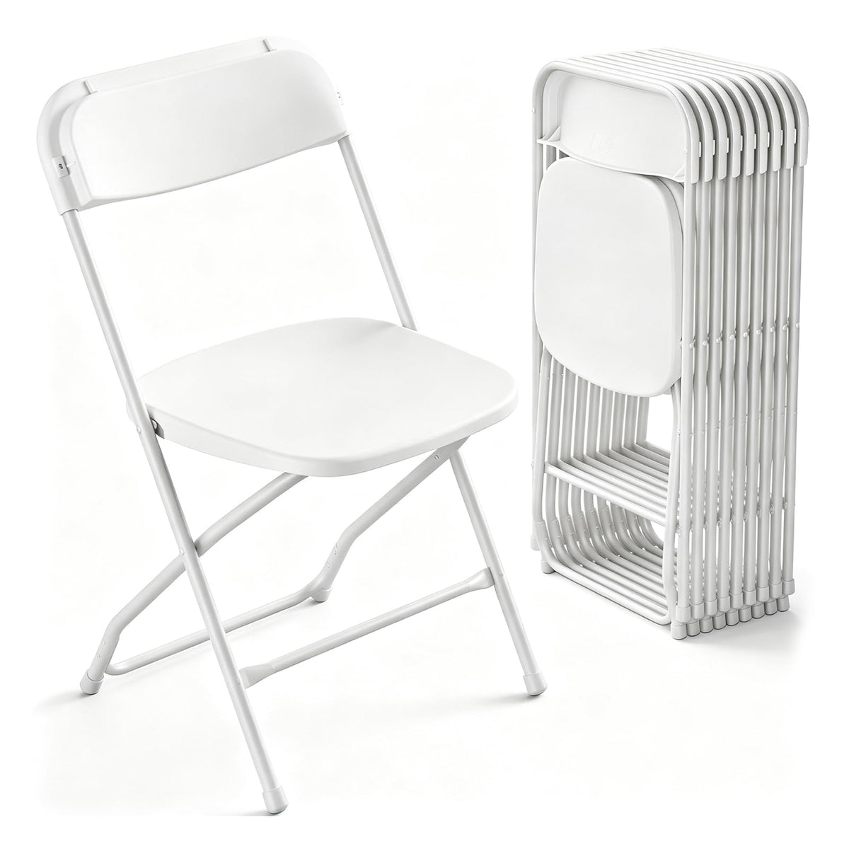 10 Pack White Heavy Duty Plastic Folding Chairs L886556