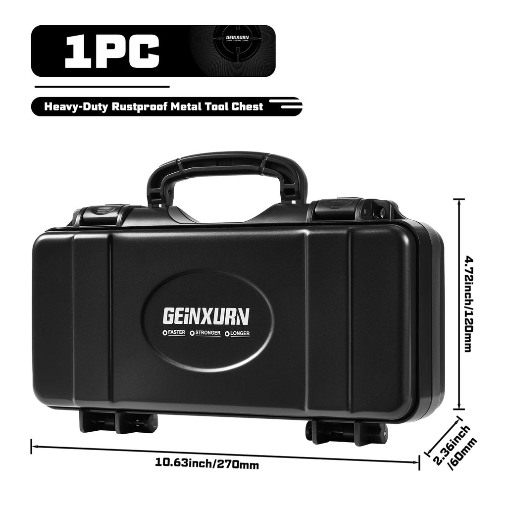 Black Steel Tool Box with Safety Latch and Handle D898