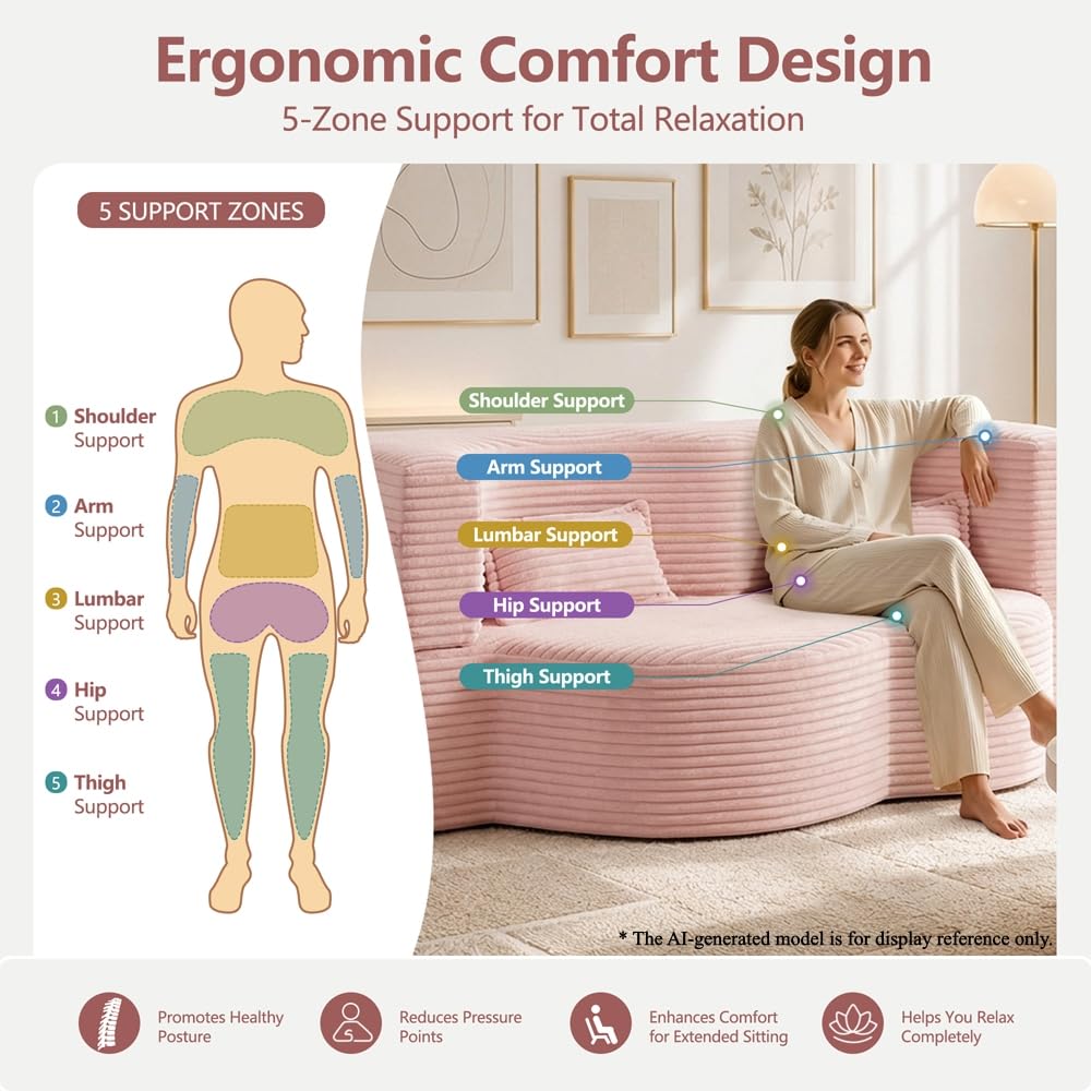 Pink Corduroy Futon Sofa Bed V321