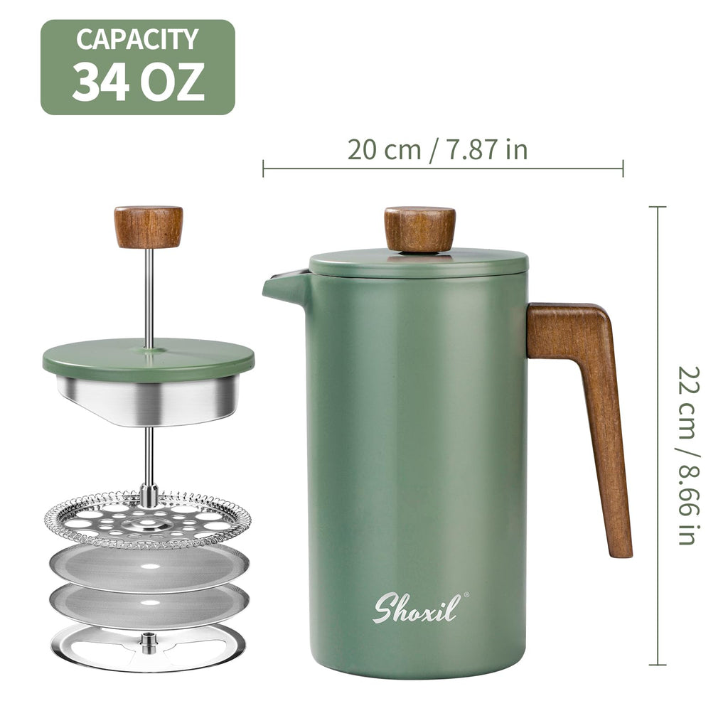 34oz Stainless Steel Double Wall Insulated French Press X931797