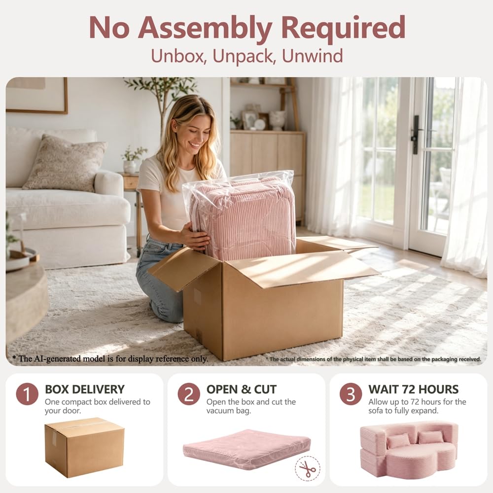 Pink Corduroy Futon Sofa Bed V321