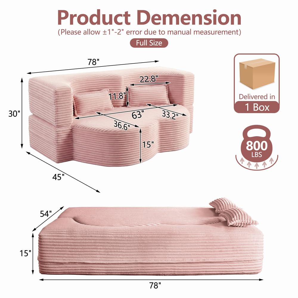 Pink Corduroy Futon Sofa Bed V321