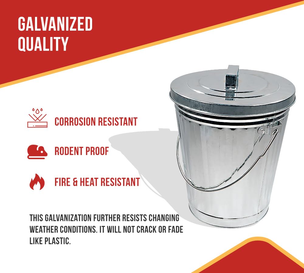 4 Gallon Galvanized Steel Trash Can with Lid J6633