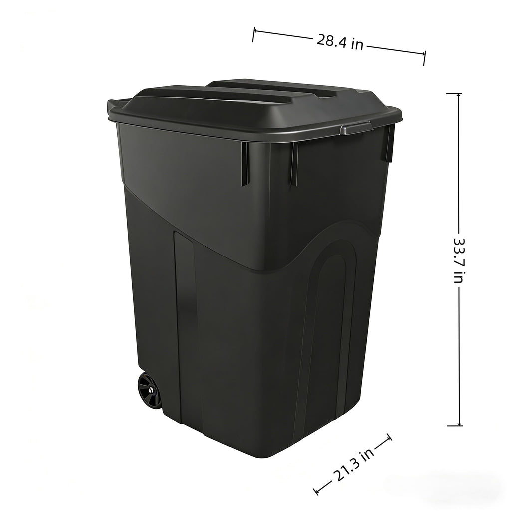 45 Gallon Wheeled Trash Can with Attached Lid L905807