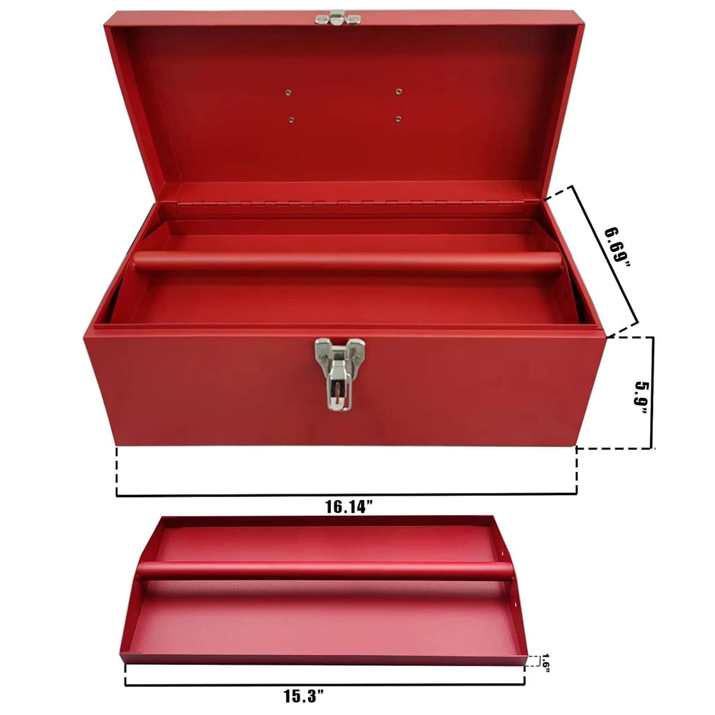 16" Small Metal Tool Box with Latch Closure A799
