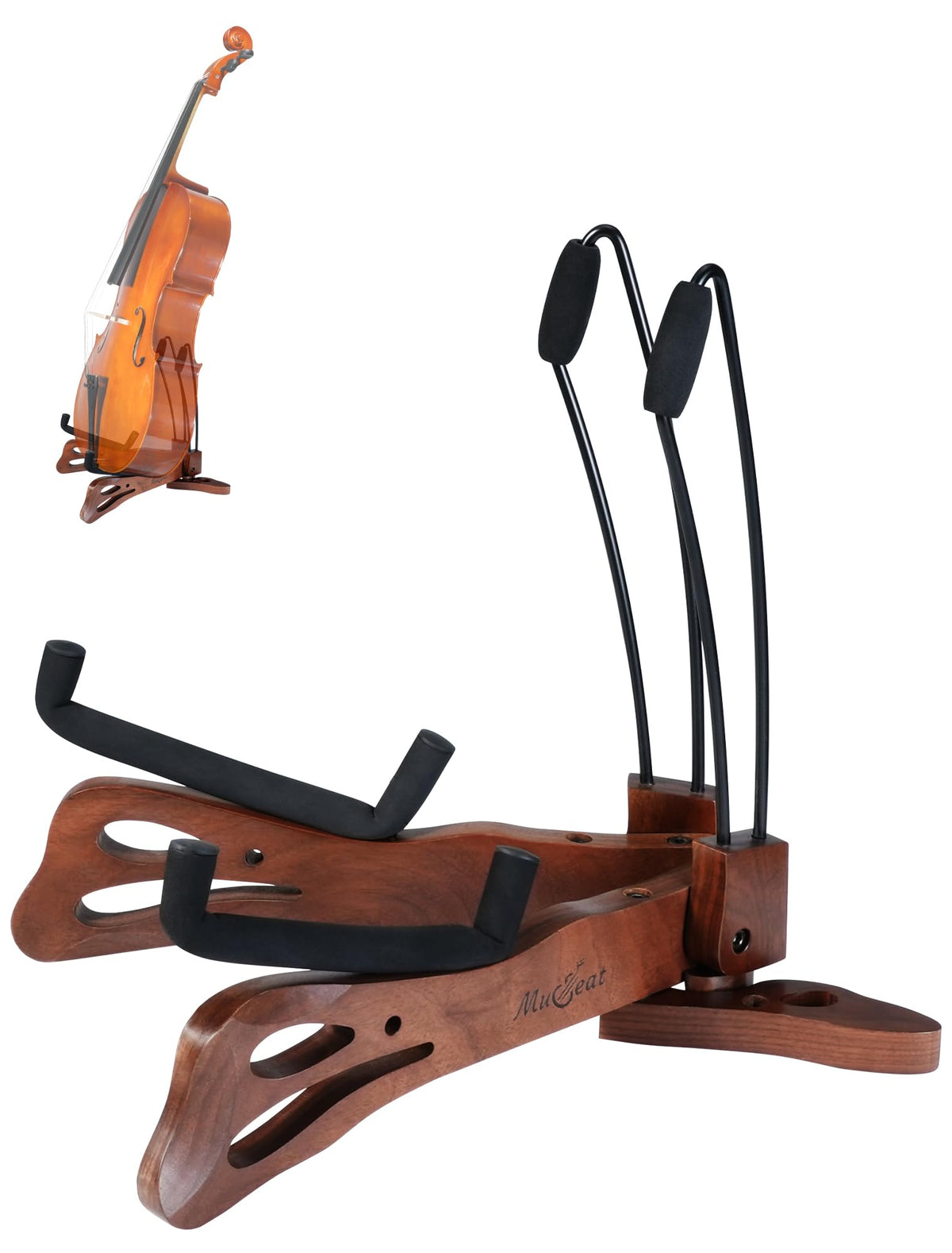 Walnut Cello Stand with Bow Holder M216736