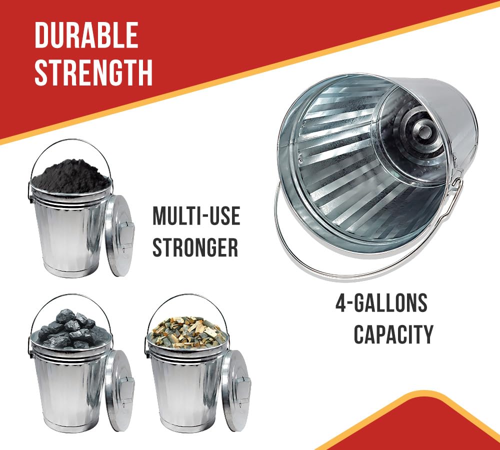 4 Gallon Galvanized Steel Trash Can with Lid J6633