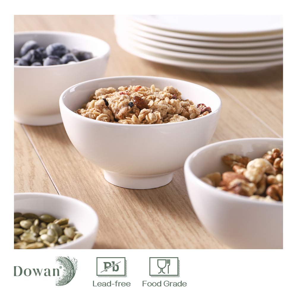 7" & 4.5" White Ceramic Bowls Set of 4 M350