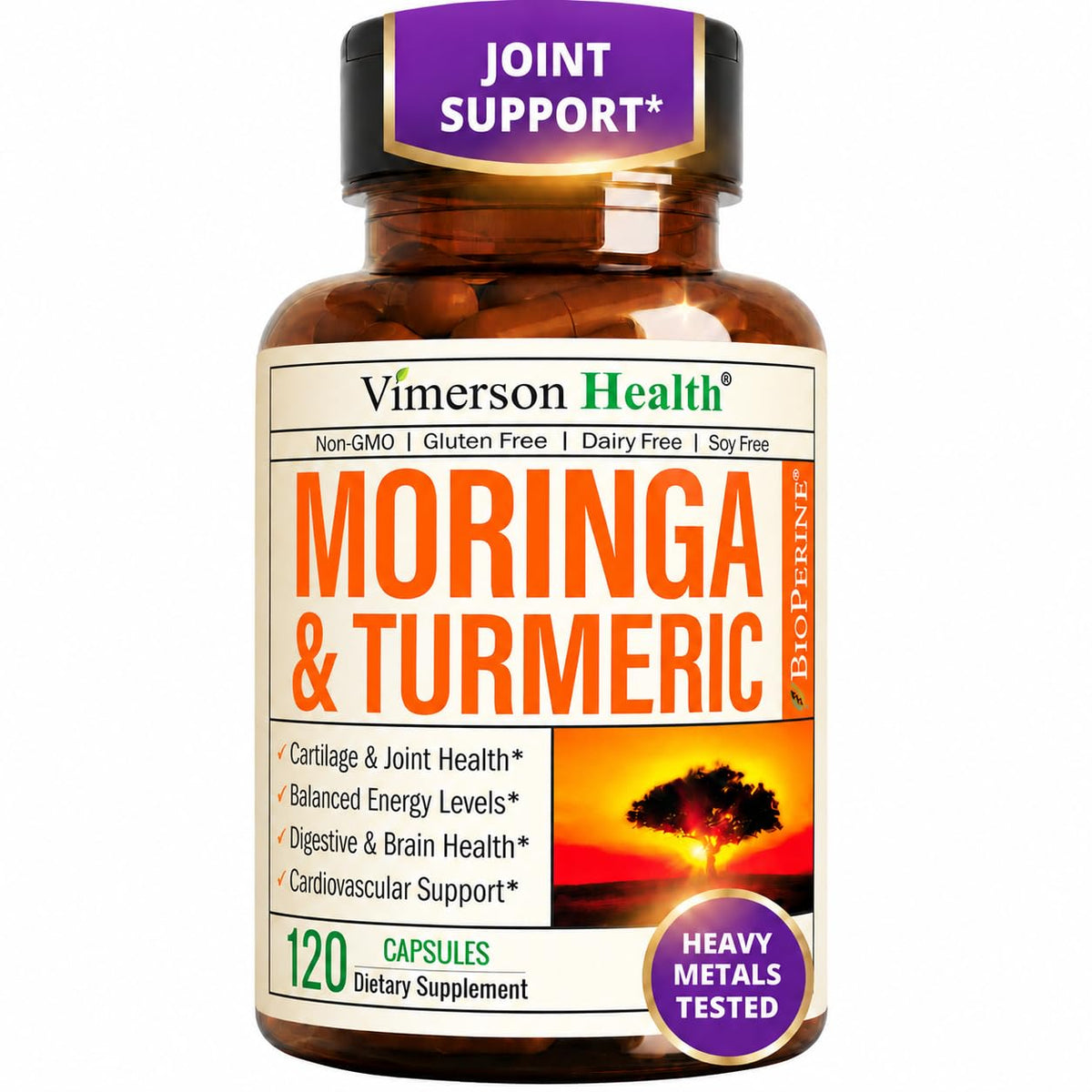 Moringa Capsules 4:1 Extract with Turmeric 120 Capsules E4604
