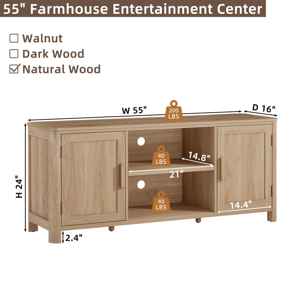 55" Natural Oak Tv Stand T61373