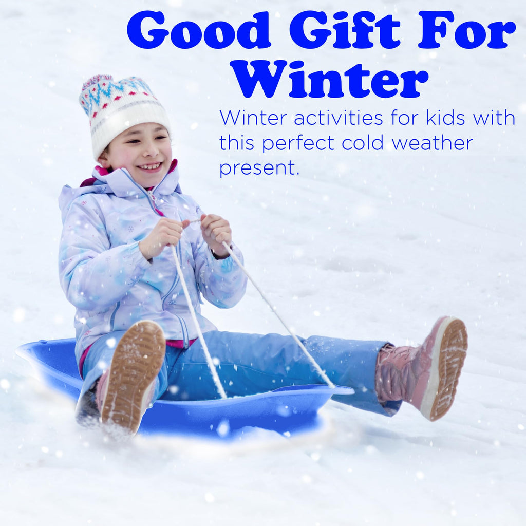 Kids Plastic Snow Sled with Pull Rope and Handles J32394