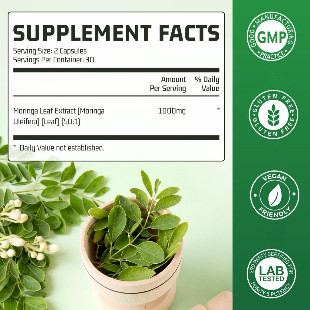Moringa Capsules 1000mg 60 Count D1206