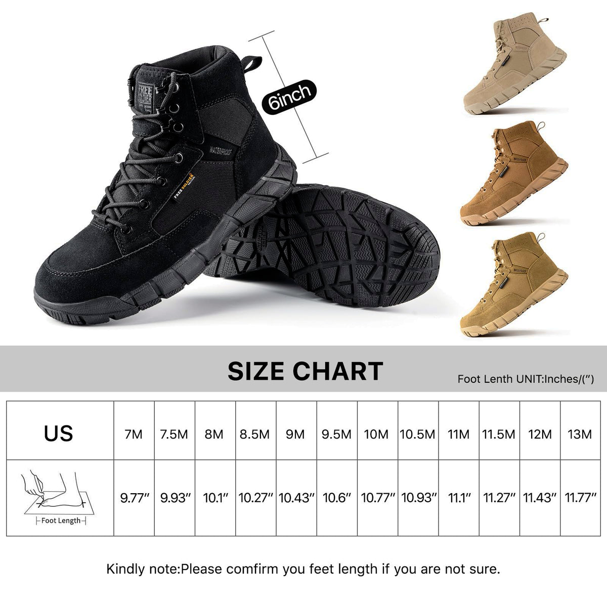Men's 6 Inches Lightweight Waterproof Suede Leather Work Boots X18871