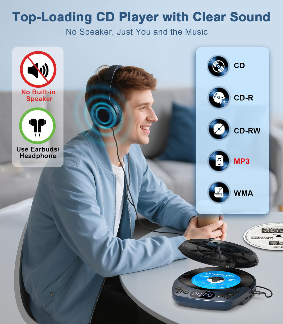 Portable CD Player with Headphones J510