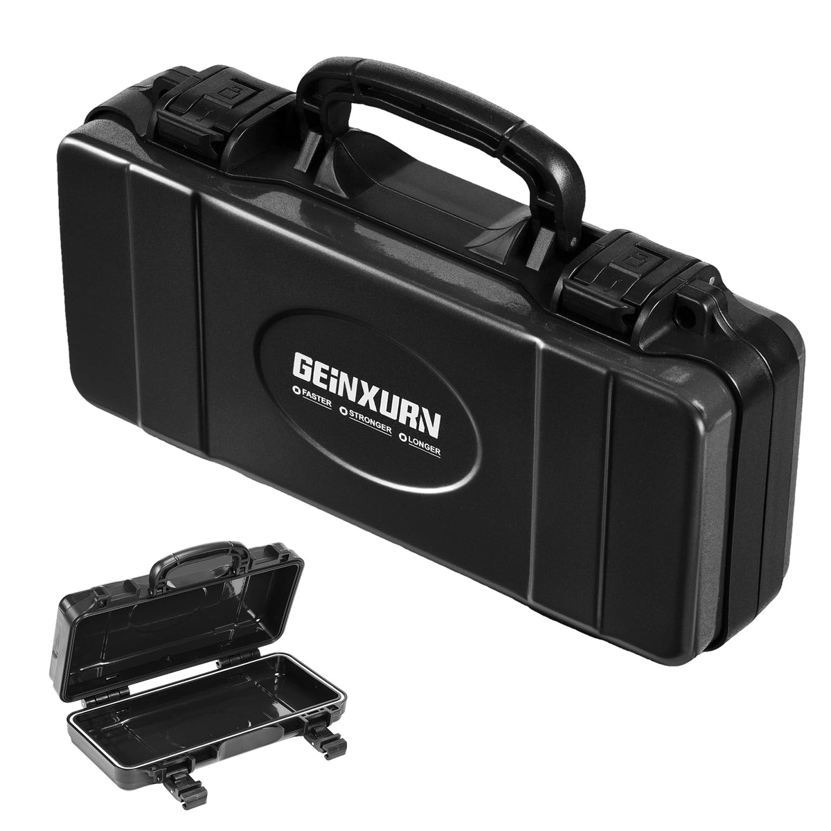Black Steel Tool Box with Safety Latch and Handle D898