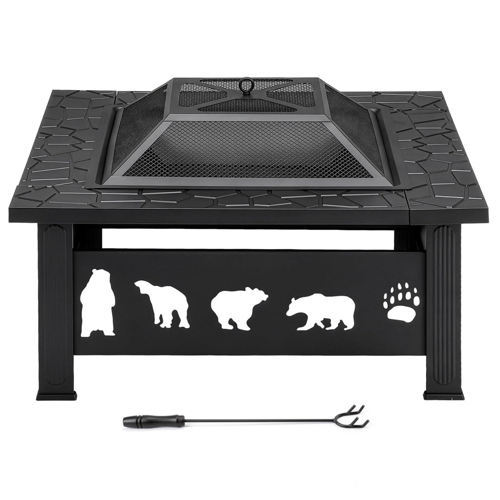 32" Outdoor Wood Burning Fire Pit Table A828