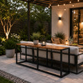 47.2 Inch Indoor Outdoor Patio Bench Metal Frame Rustic Brown Q70277