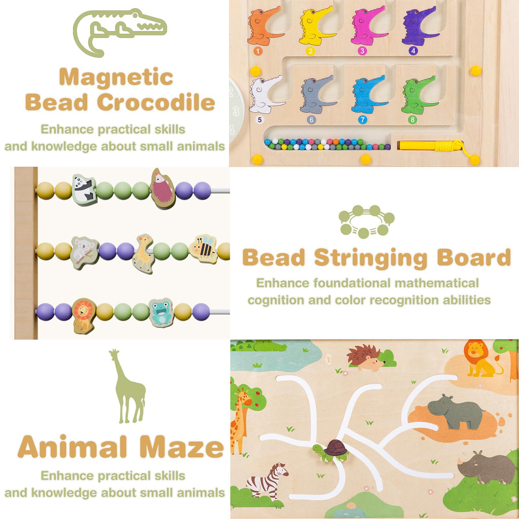 Foldable Wooden Baby Playpen with Toy Set W23905