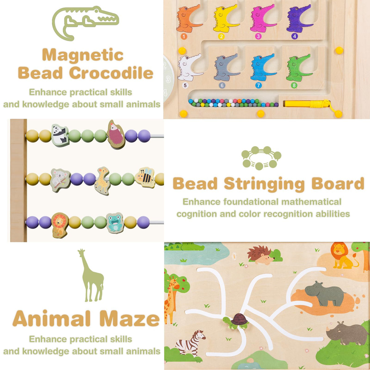 Foldable Wooden Baby Playpen with Toy Set W23905