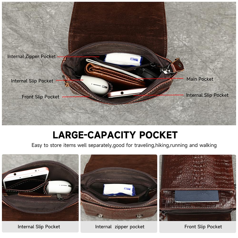 Genuine Leather Crocodile Embossed Mini Messenger Bag P1077