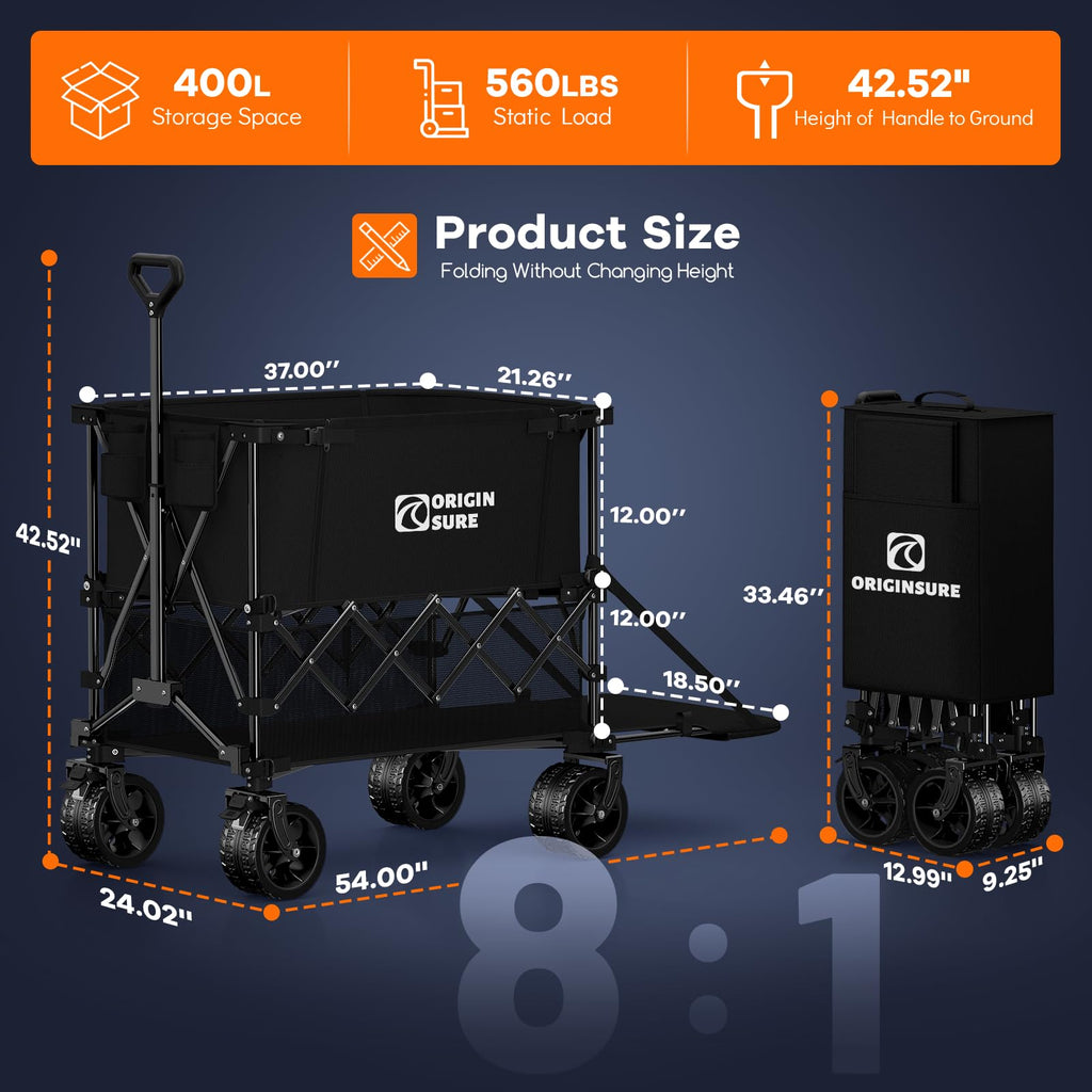 Foldable Double Decker Wagon, 560lbs, Black K56033