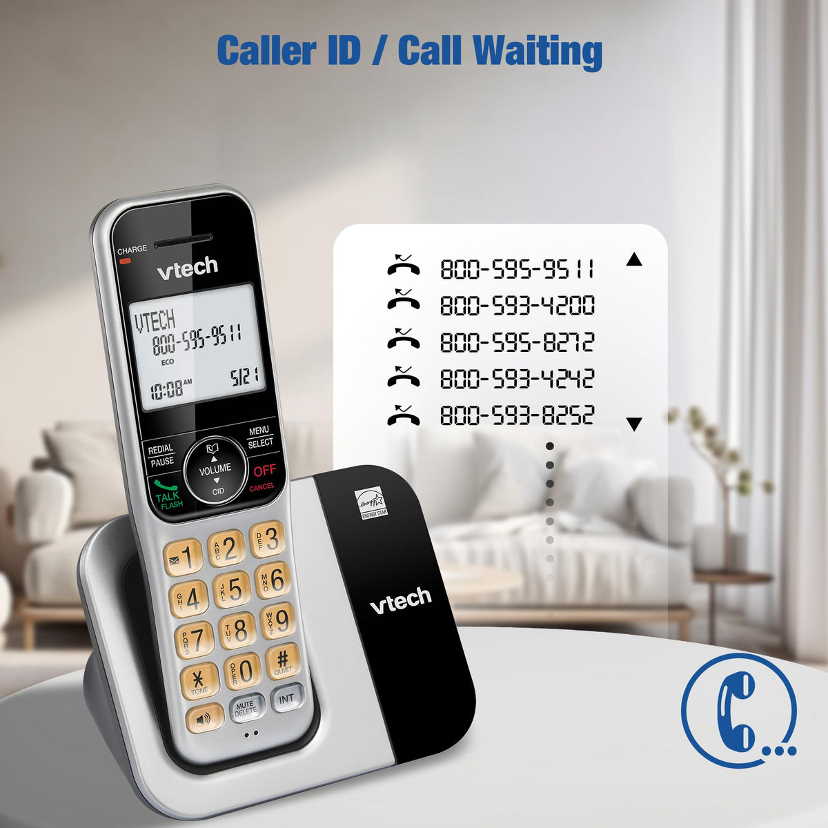 2-Handset Cordless Phone System with Call Block Z114