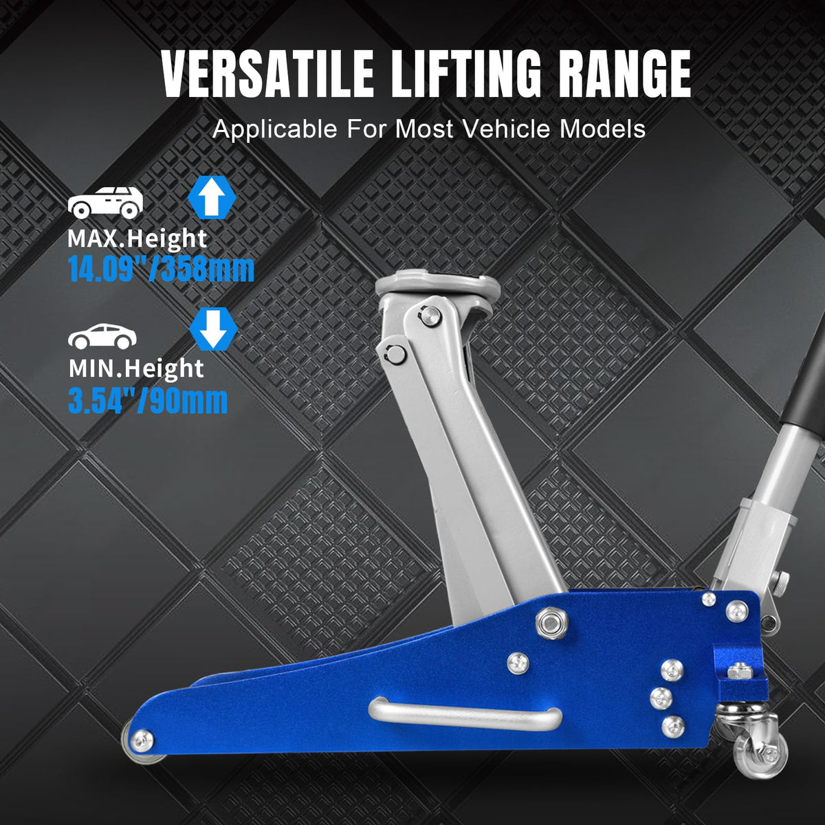 Blue 1.5 Ton Low Profile Aluminum Steel Racing Floor Jack A9056