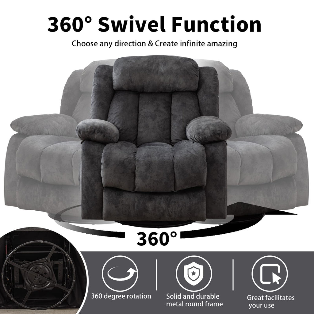 Gray Massage Swivel Rocker Recliner Chair A7766