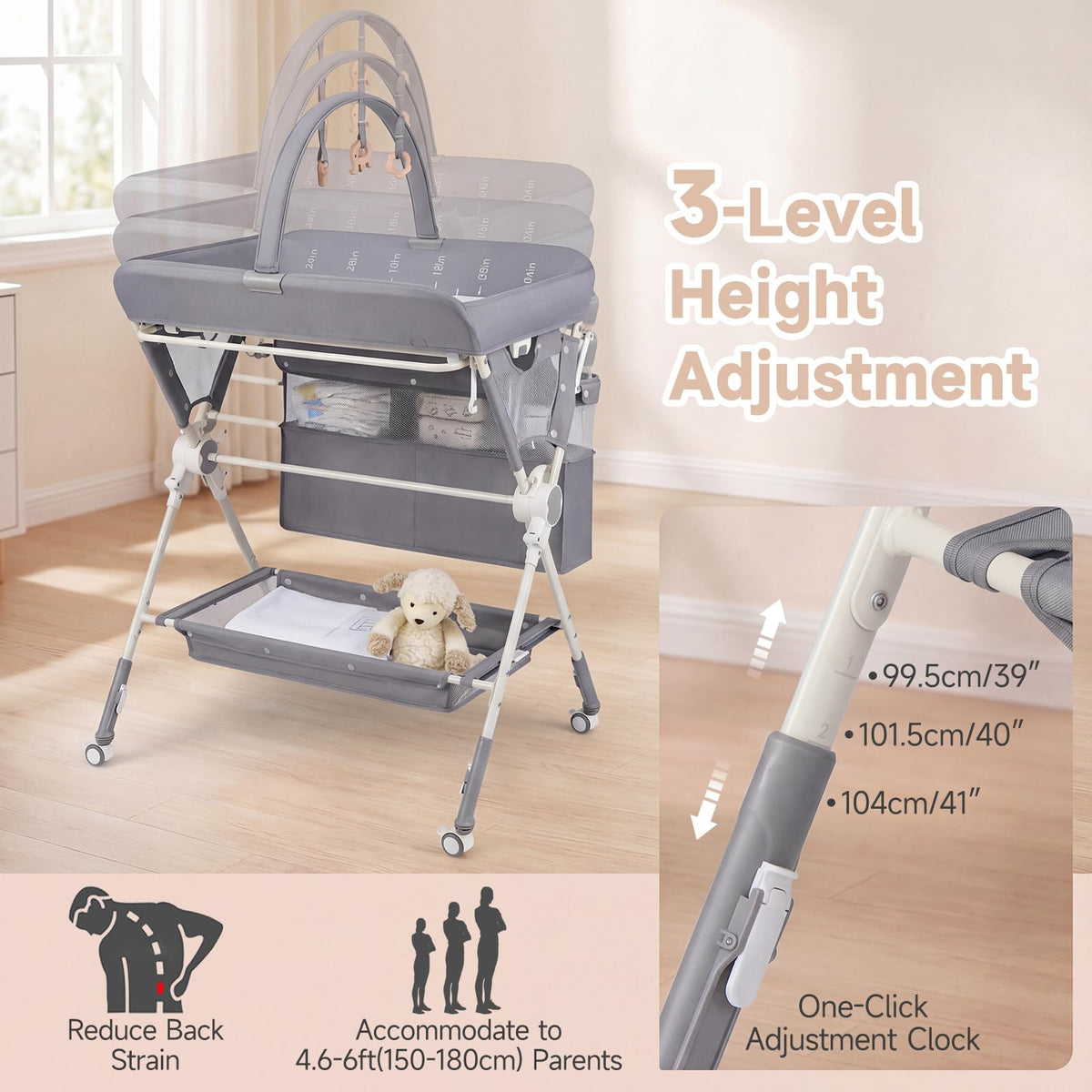 Portable Baby Changing Table with Wheels Z655