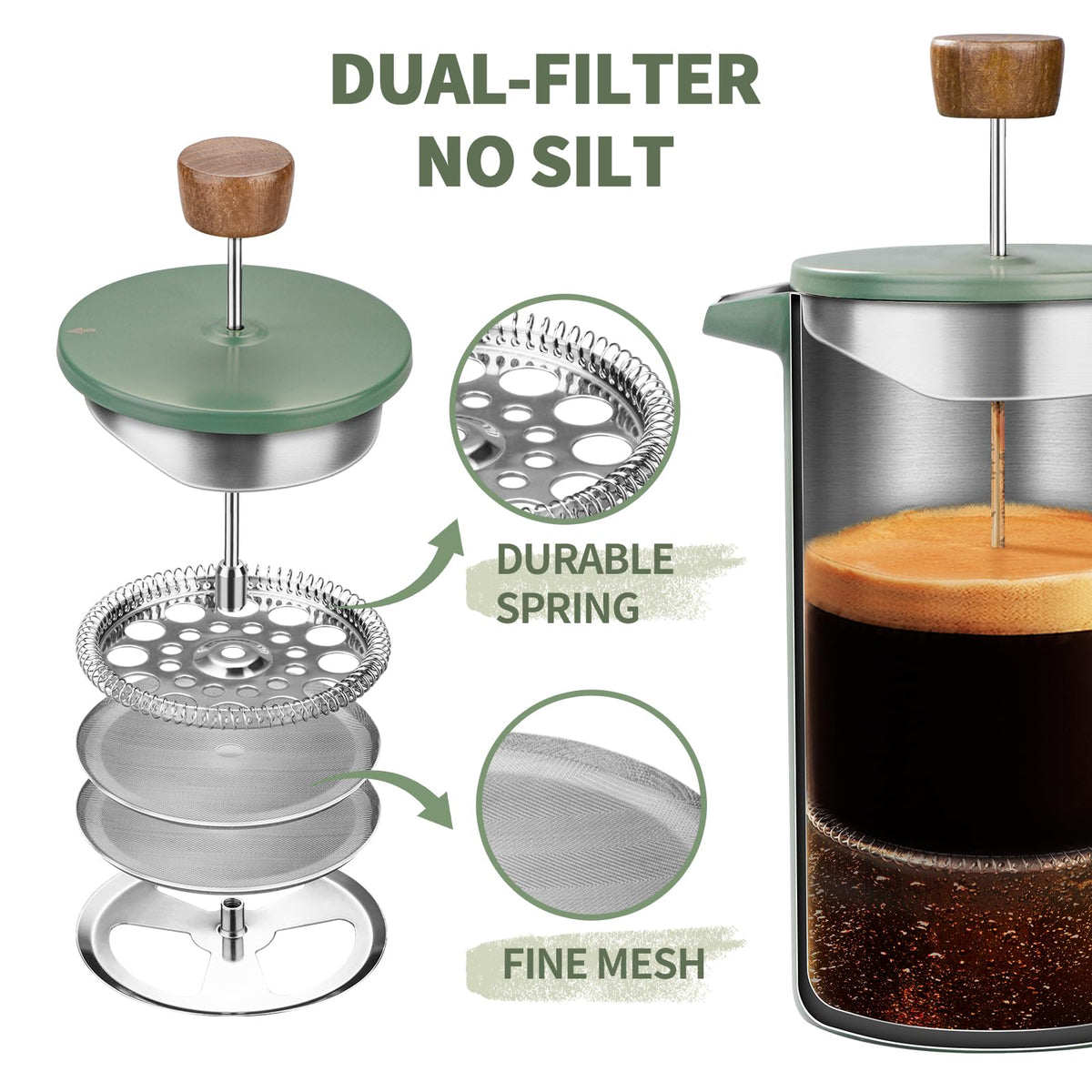 34oz Stainless Steel Double Wall Insulated French Press X931797