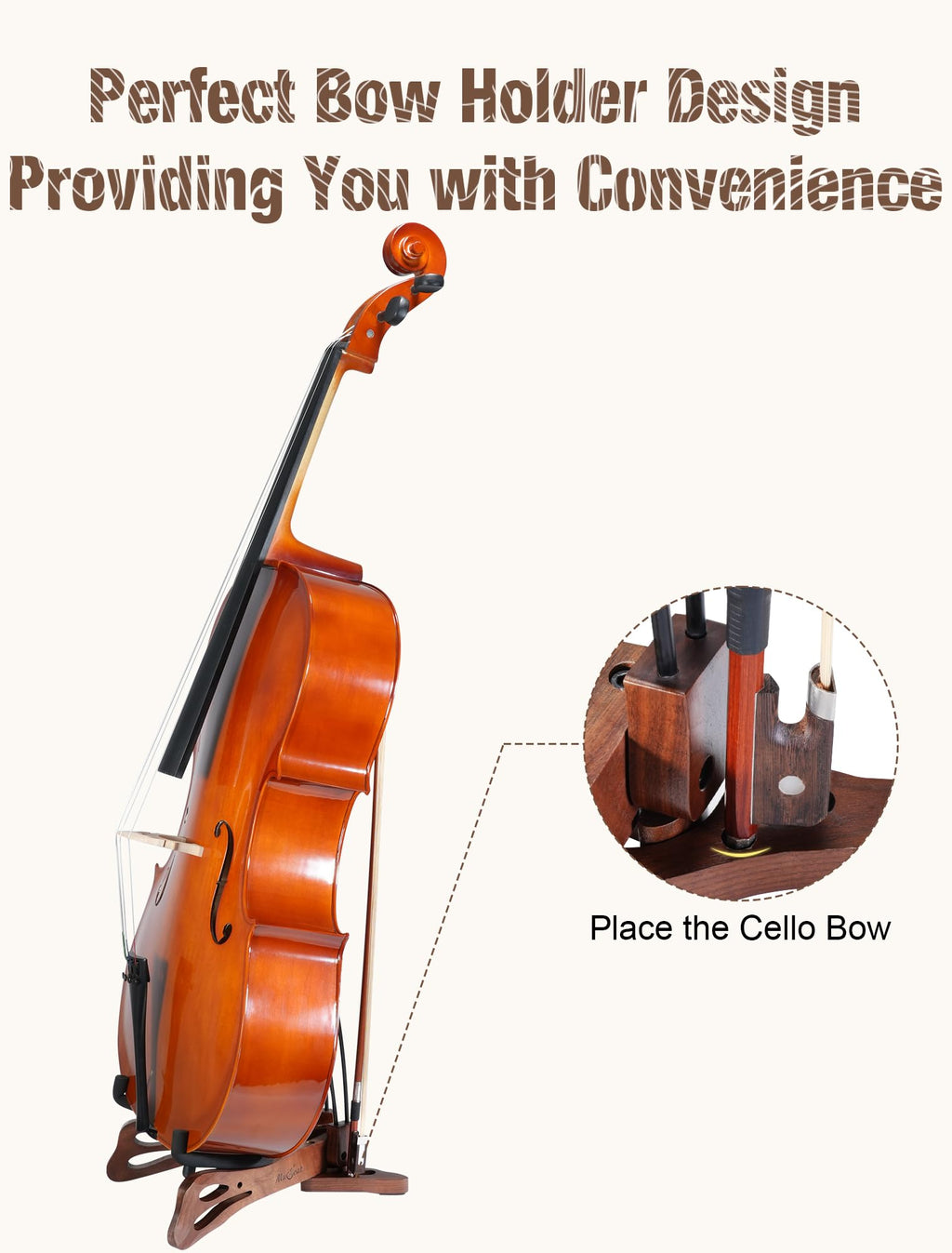 Walnut Cello Stand with Bow Holder M216736