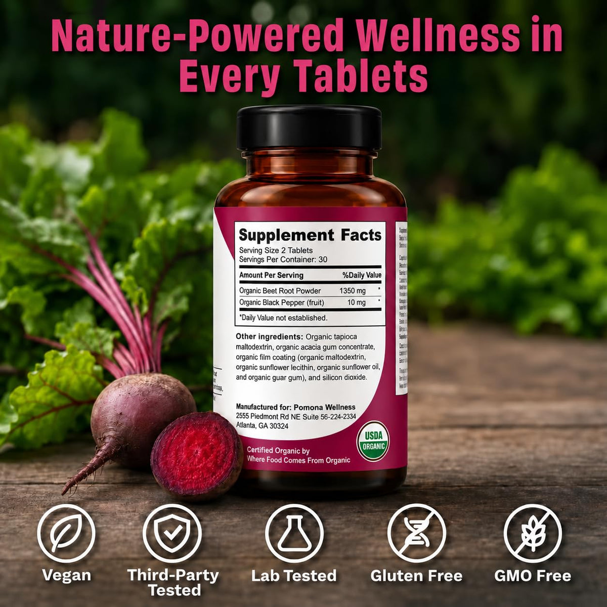 Organic Beetroot Supplement 60 Tabs S834170