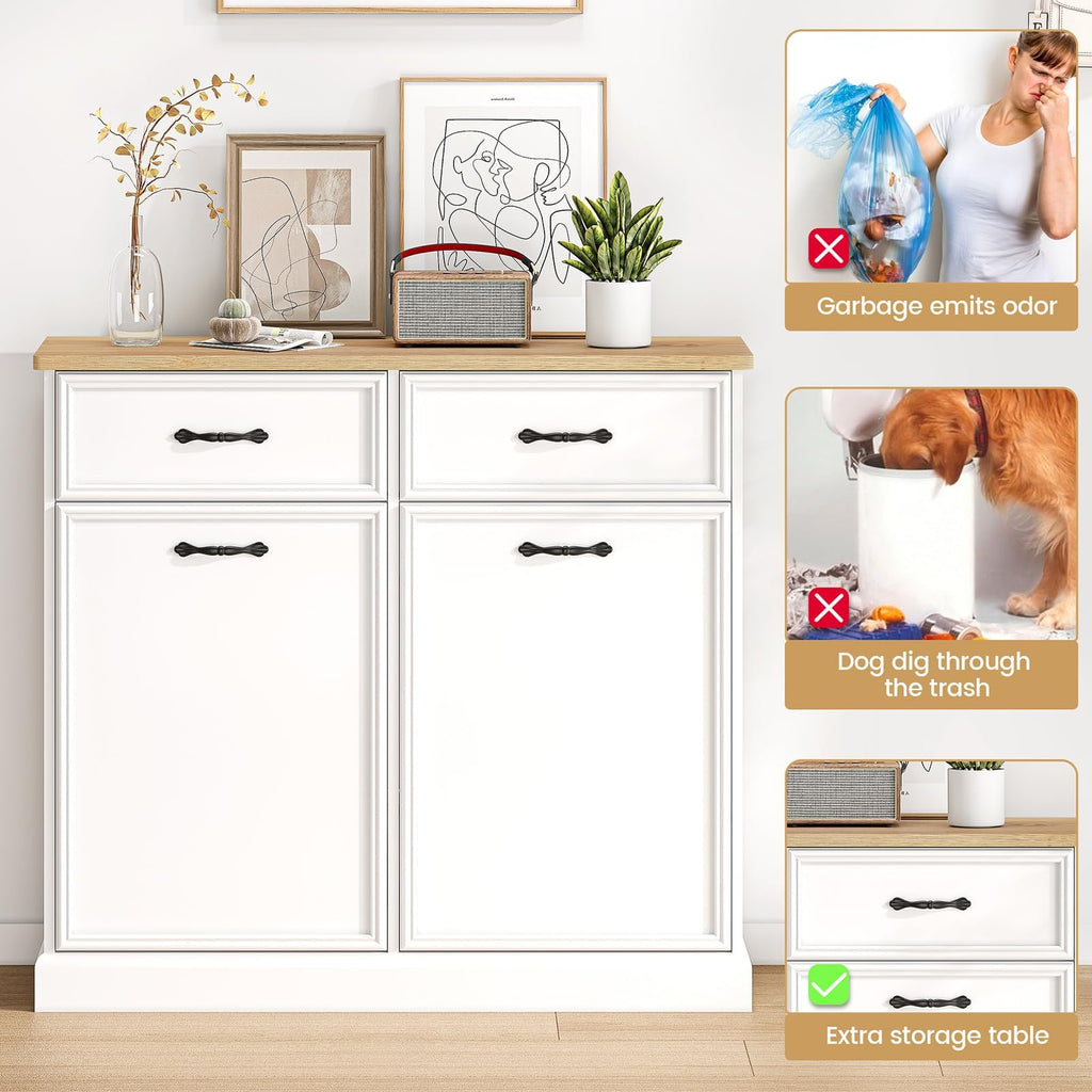 Double Tilt Out Trash Cabinet 20 gal White Y5588