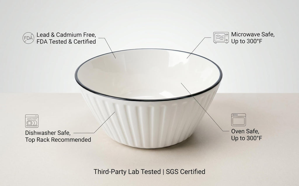 White Ceramic Serving Bowls Set of 4 J485341