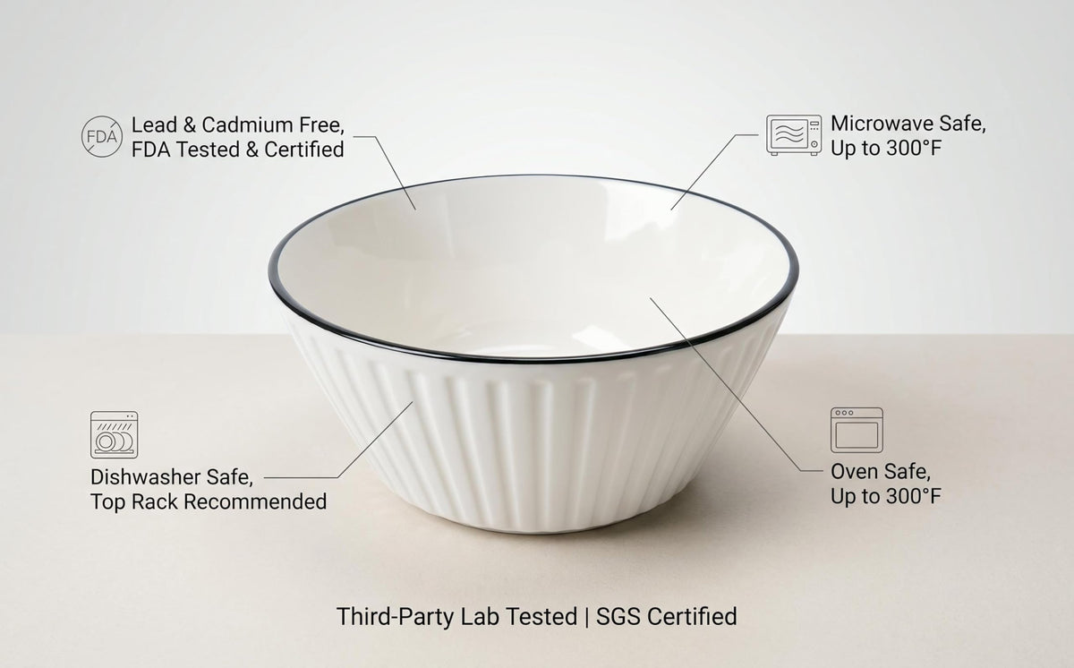 White Ceramic Serving Bowls Set of 4 J485341